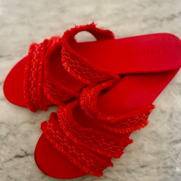 Rothy’s Bright Red Fringe Slip-On Sandals – Women’s Size 10 - Picture 3 of 3